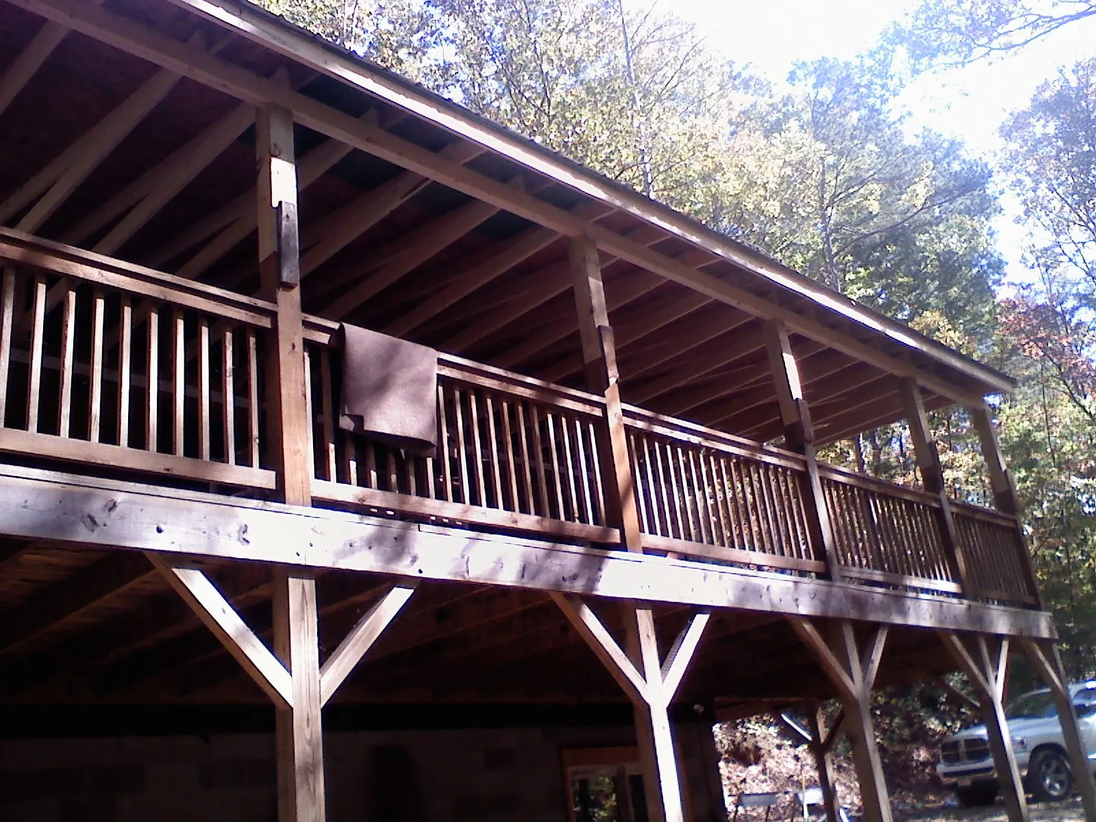 Timber framing under a new elevated porch and deck — Roof Leak Repair in Plainsboro by Roofing Brothers